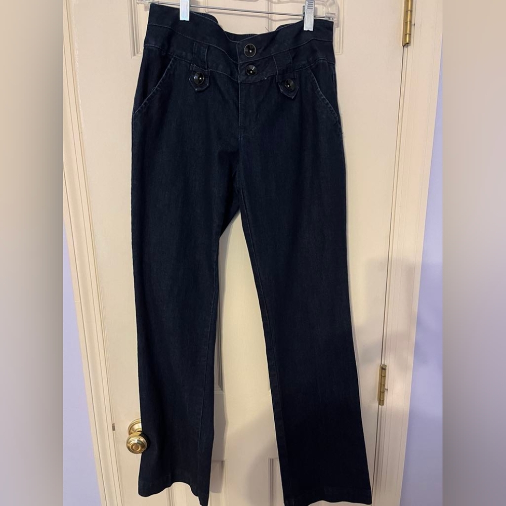 W62 Women's trousers dark denim blue size 6